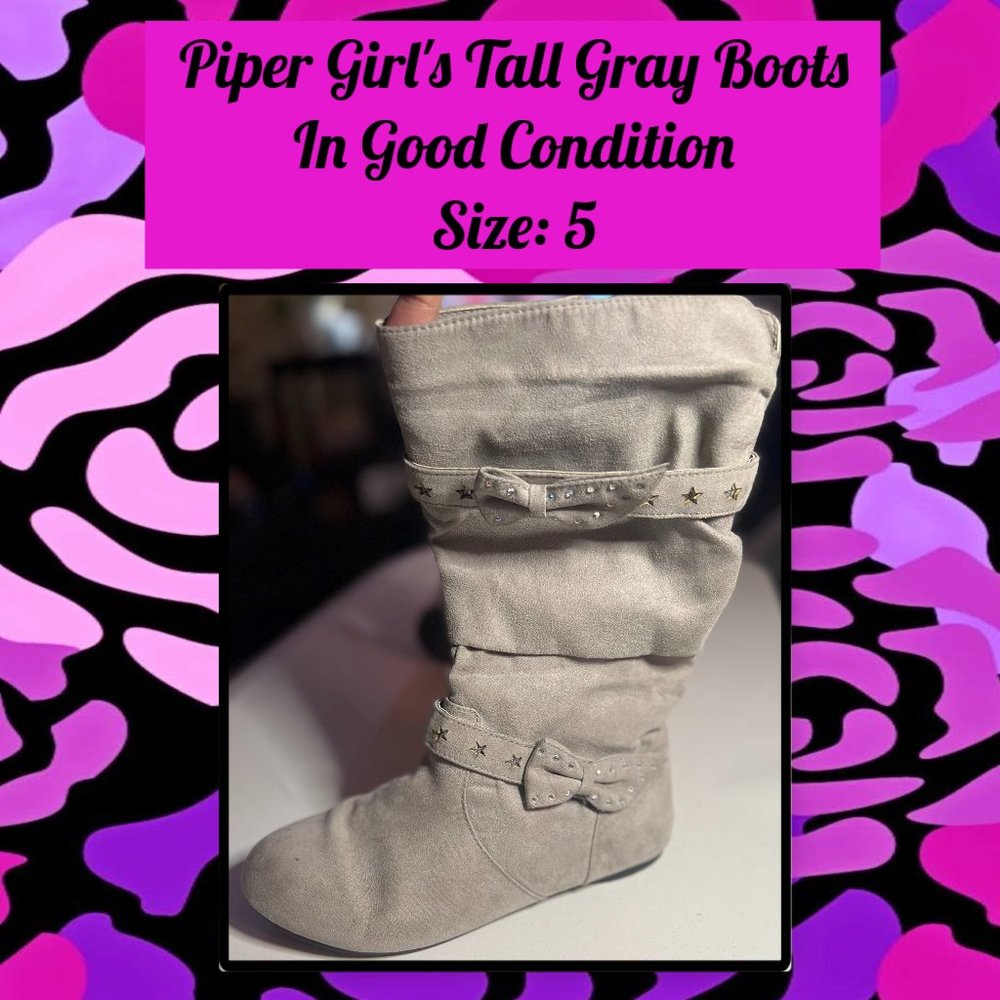 Piper Girl's Tall Gray Boots 5